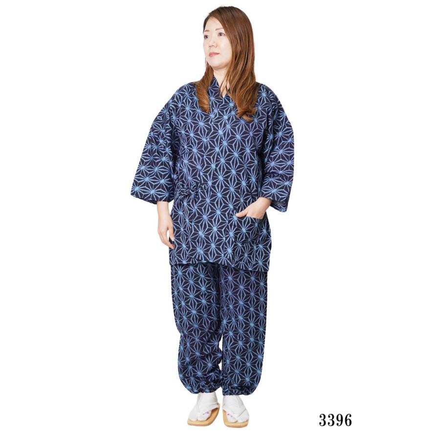 作務衣 日本製 レディース 絣もんぺルック 女性 さむえ M/L 婦人 サムエ 作業着 普段着 仕事着 作業着 ユニフォーム 制服 プレゼント 上下セットの画像