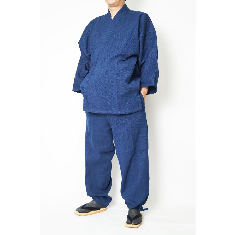 作務衣 メンズ 日本製 本藍染 超極厚 太刺し子織作務衣 綿100％ 2020 冬 作業着 普段着 おしゃれ ゆったり 父の日 敬老の日 ギフトの画像
