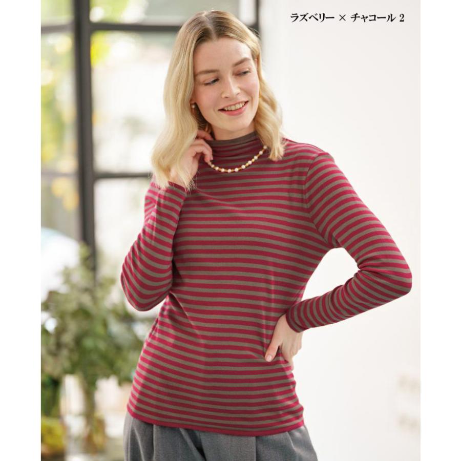 天使の綿シフォン　レディース ボーダーボトルネック長袖　M/L｜himeka-wa-samue｜05