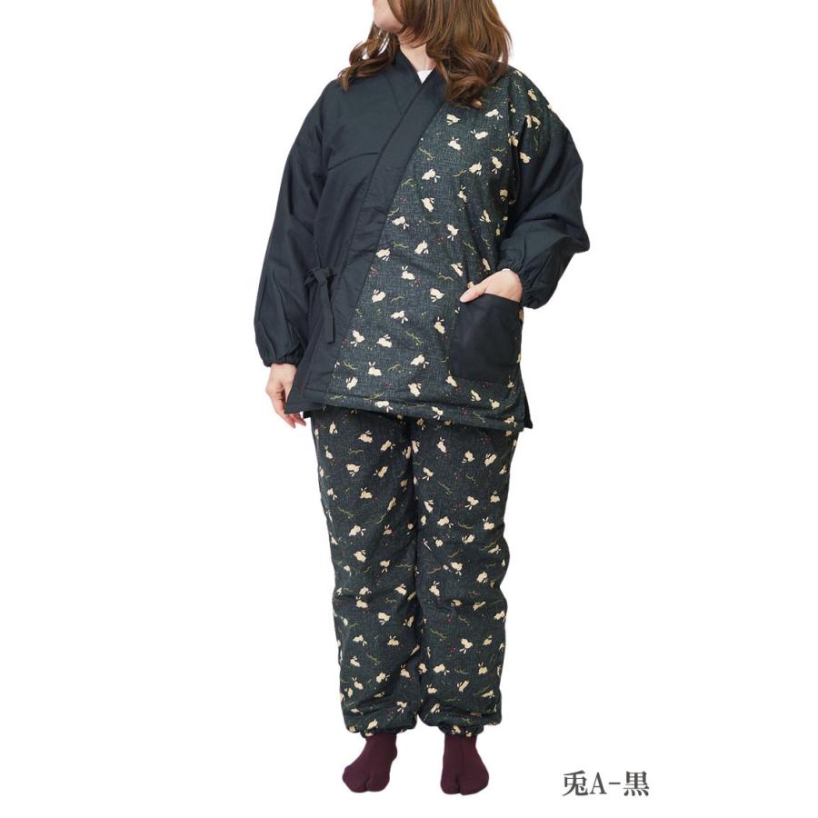 ひめか 作務衣 冬用 和楽 裏フリース綿入り 作務衣 女性 M/L : 作務衣 