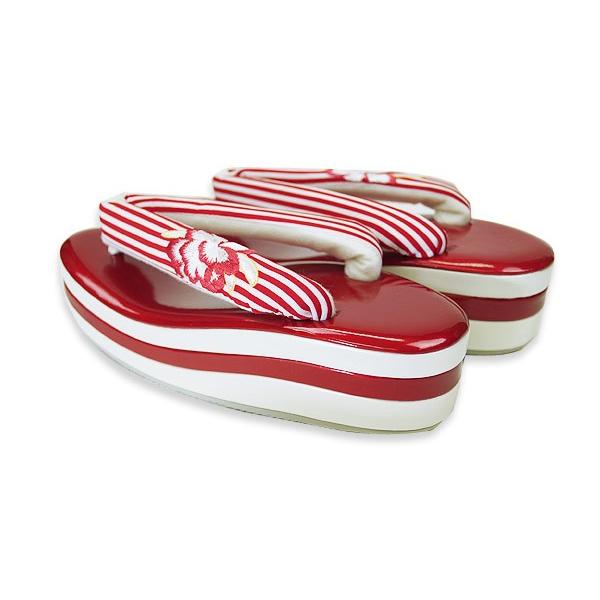 ひめか 草履 レディース お洒落高級 鼻緒-花縞エンジ 日本製 : 作務衣