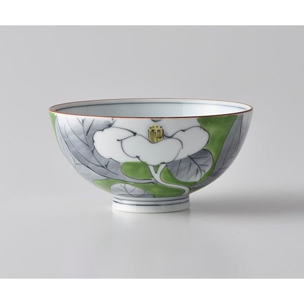 丸モ高木陶器 洸琳窯 波佐見焼 赤絵山茶花 ご飯茶碗 飯碗 お茶碗 花柄