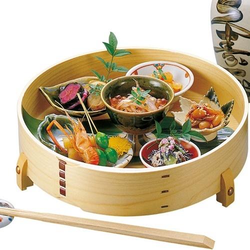 生活応援価格！檜・8寸曲輪盛器(足付) 料理箱 盛込器 木製 (お取り寄せ商品 欠品時約1ヶ月程度)