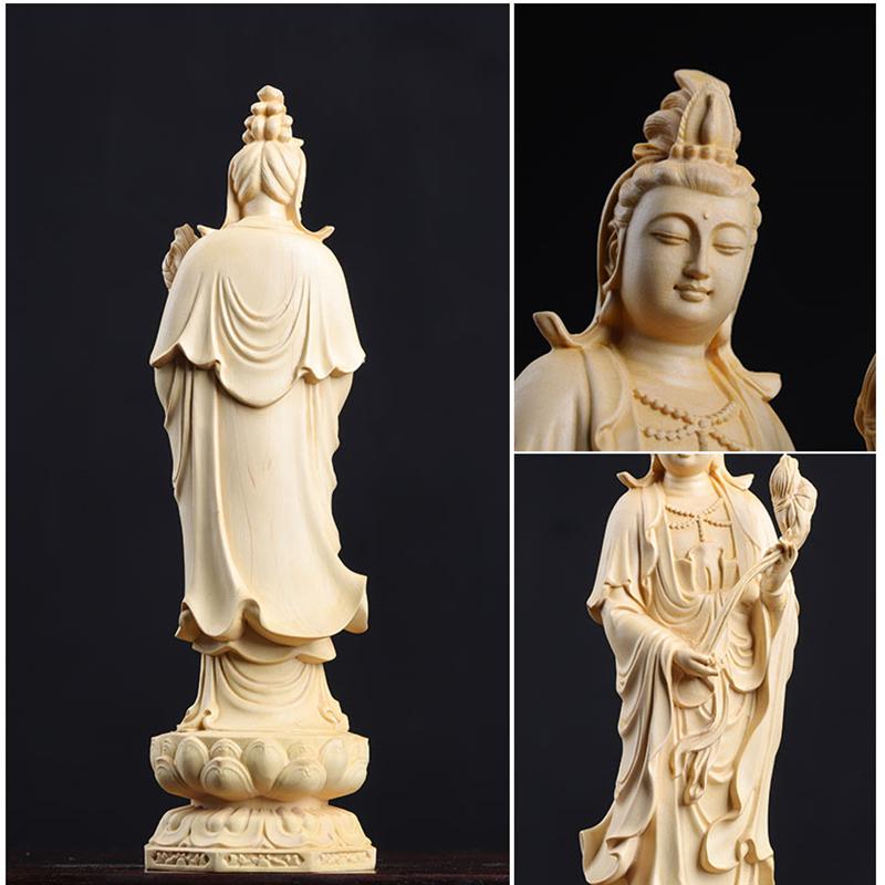 勢至菩薩立像 大勢至菩薩立像 大勢至菩薩像 木彫仏像 総高20cm 25cm