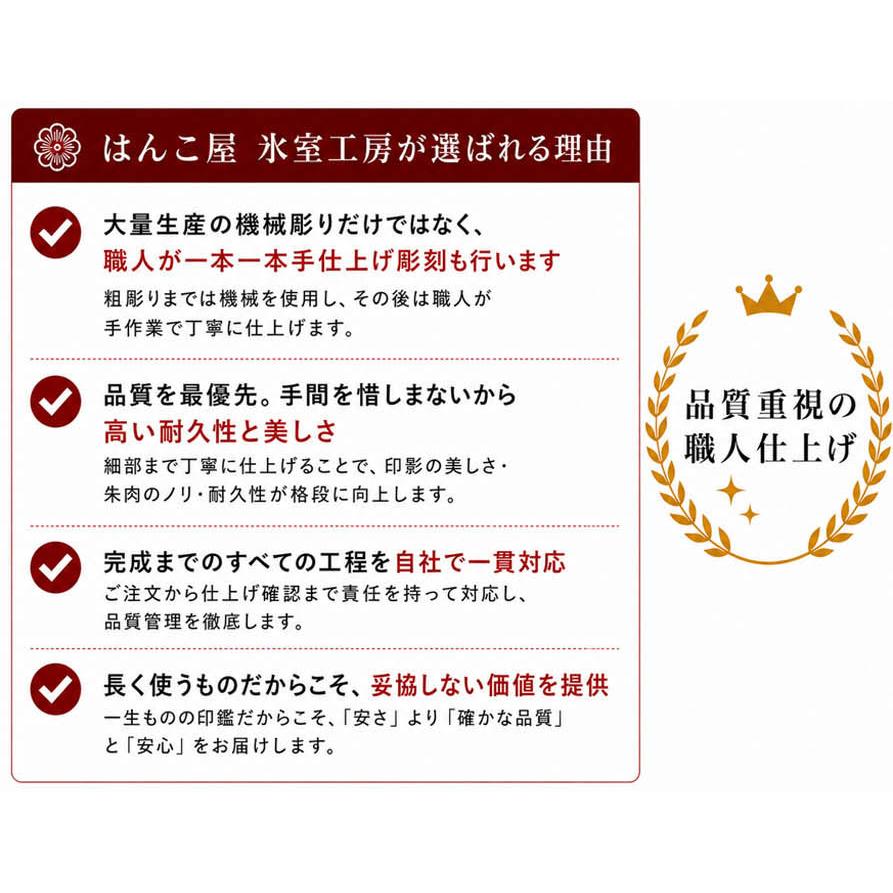 はんこ屋氷室工房 即日発送 印鑑 実印 銀行印 認印 はんこ 黒水牛 印鑑 
