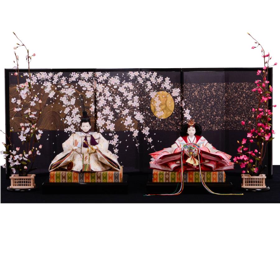 ひな人形 オシャレ モダン 三五 親王飾り 月夜桜 白金本仕立 : 人形の