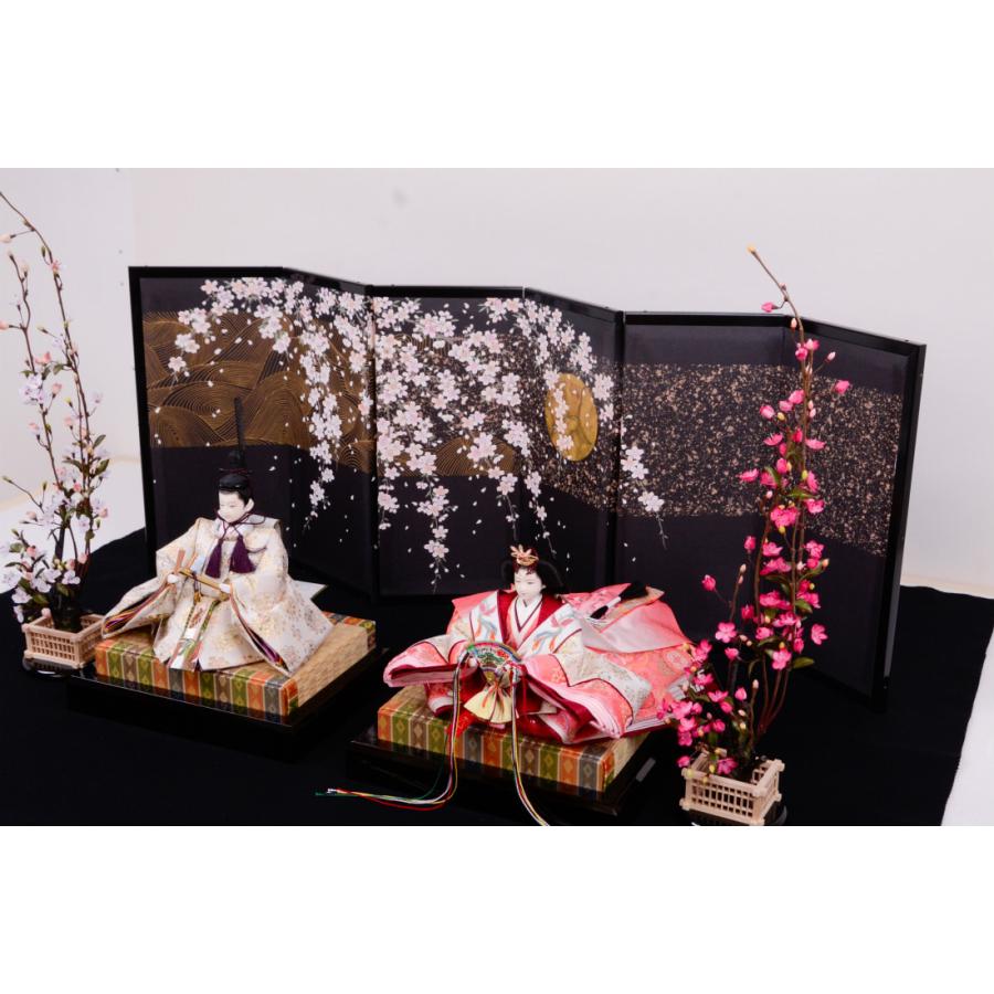 ひな人形 オシャレ モダン 三五 親王飾り 月夜桜 白金本仕立