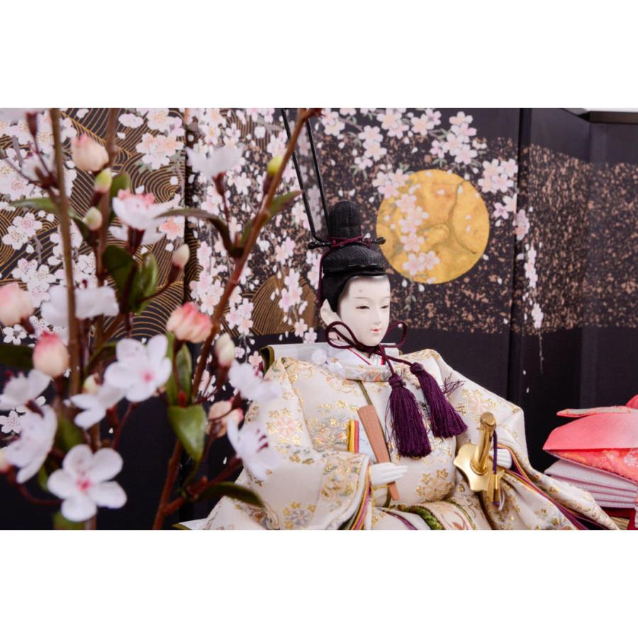 ひな人形 オシャレ モダン 三五 親王飾り 月夜桜 白金本仕立