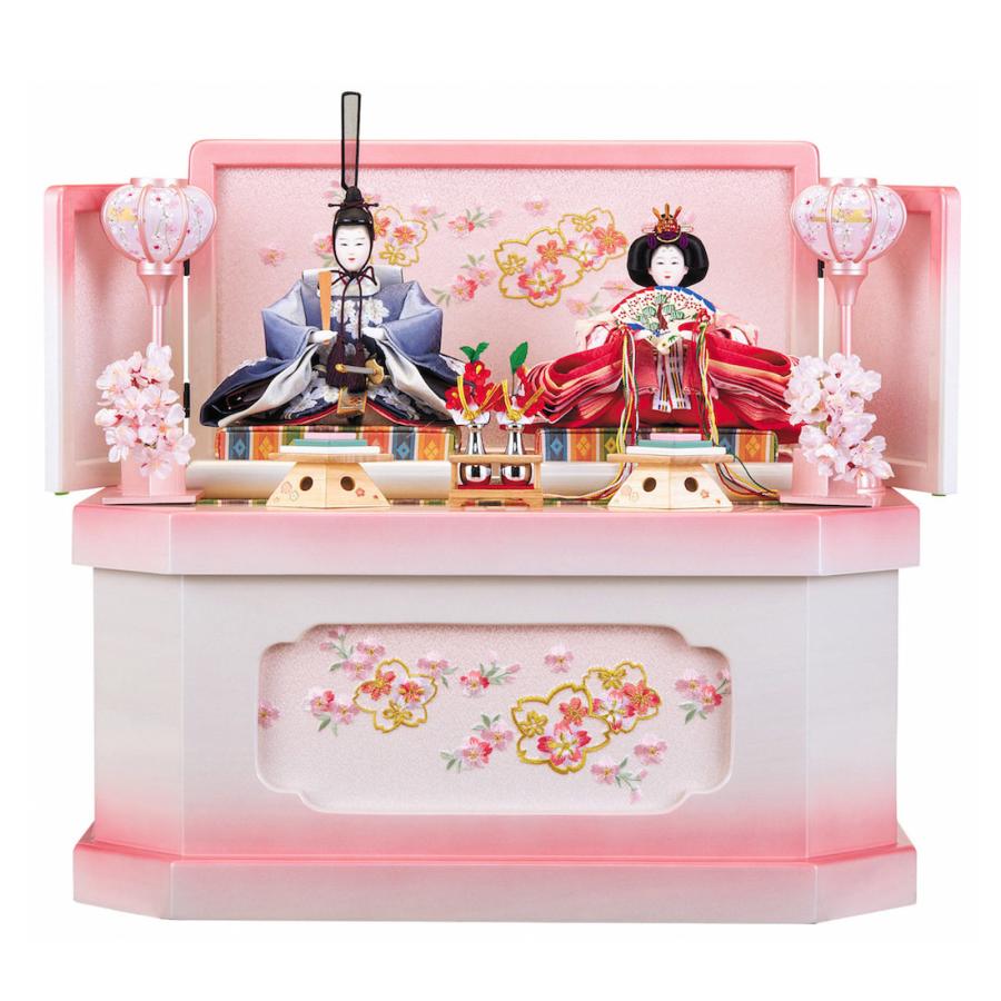 送料無料 雛人形 五月人形 鎧 兜 子供大将 羽子板 破魔弓 お顔やお道具類の交換も承ります 雛人形 ピンク収納台 ピンク収納台 雛人形 芥子 雪の輪桜