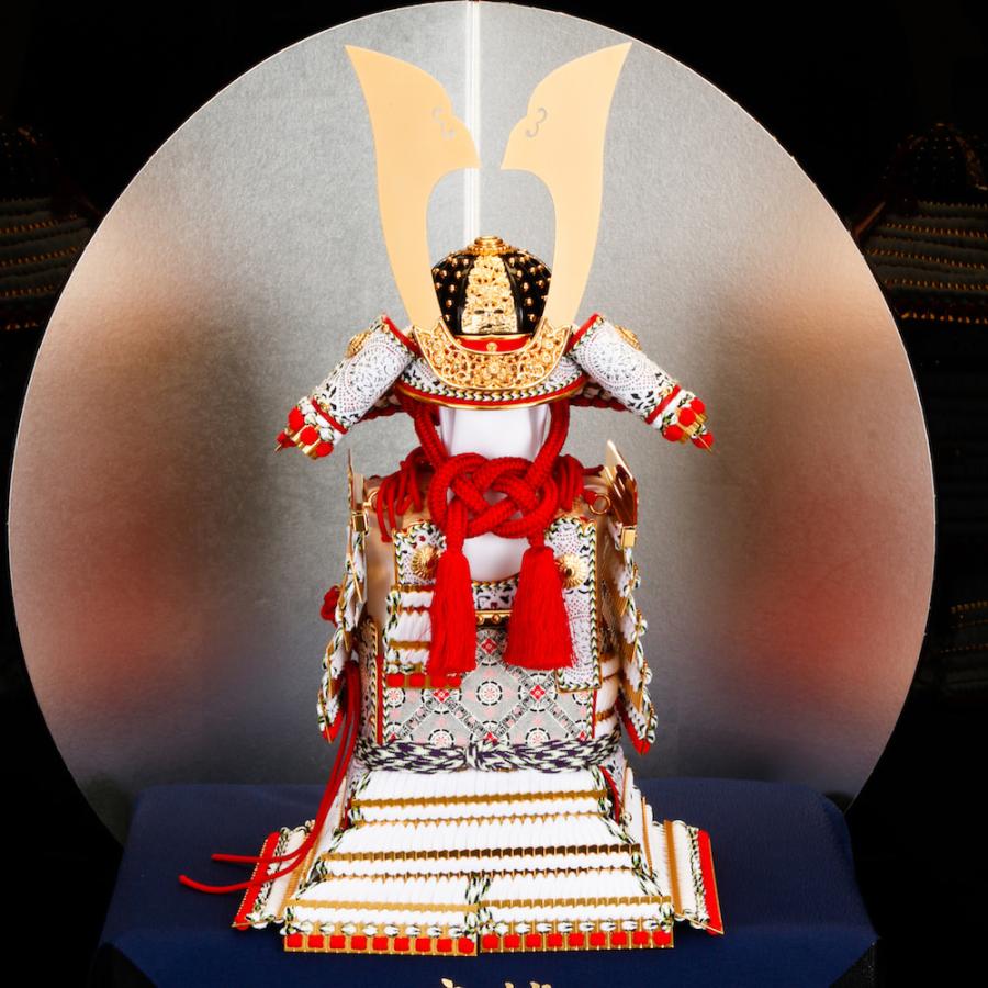 五月人形 奉納鎧飾り 10号 白糸威之鎧 造形甲冑力石_1