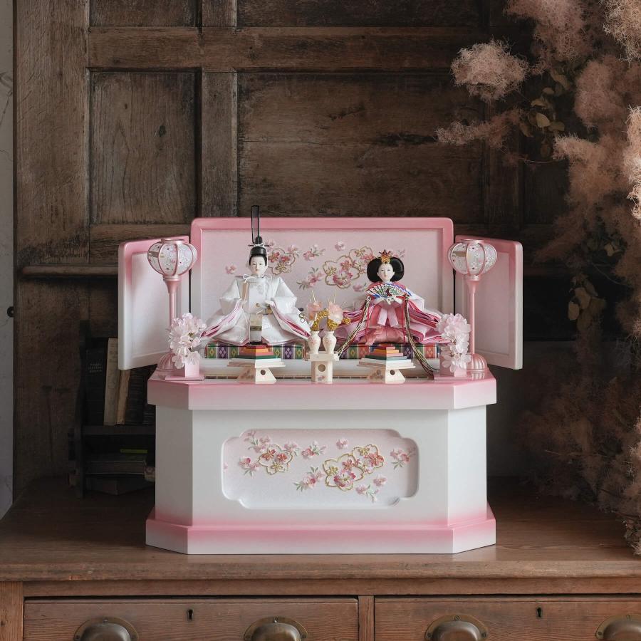雛人形 雪の輪桜 芥子 小倉草園 ピンク かわいい 収納台 : 人形の館