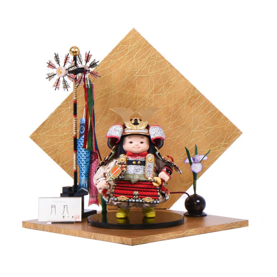 五月人形 鎧着大将 幸一光 月丸 折り畳み金台屏風 : 人形の館石倉