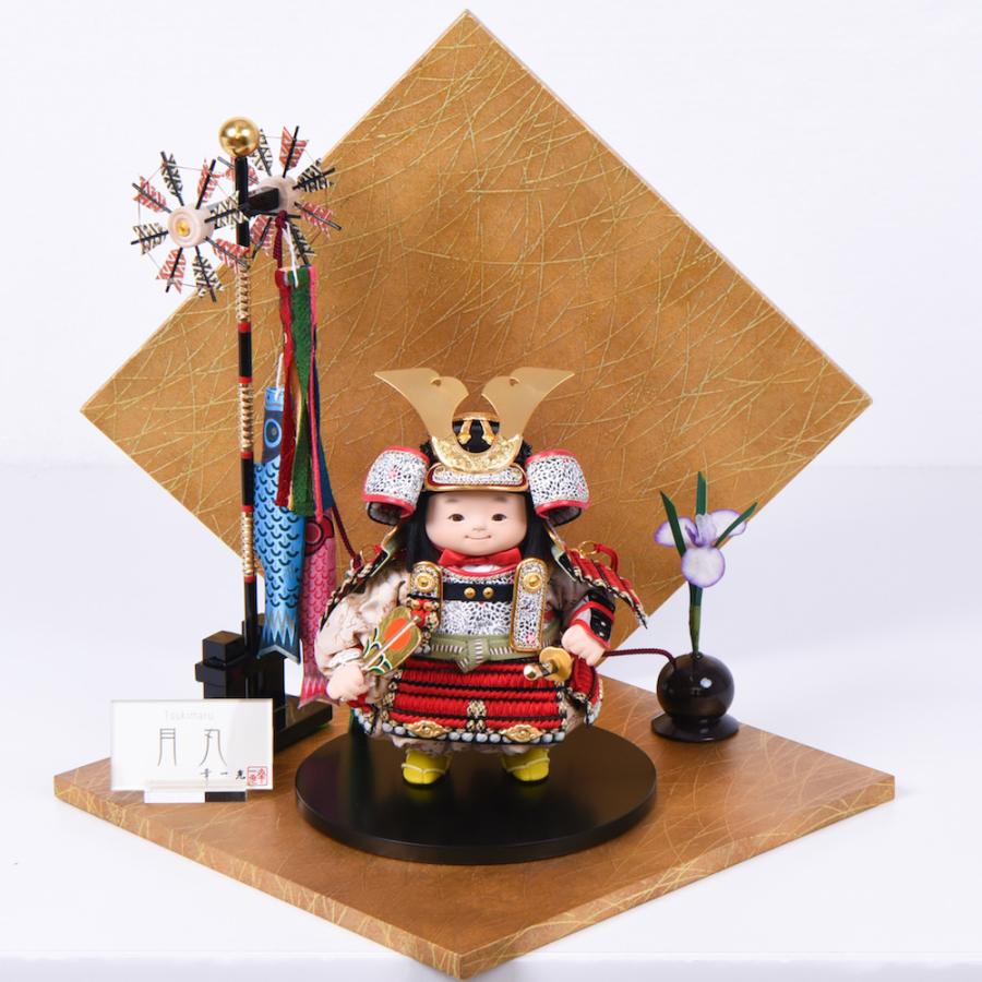 五月人形 鎧着大将 幸一光 月丸 折り畳み金台屏風 : 人形の館石倉