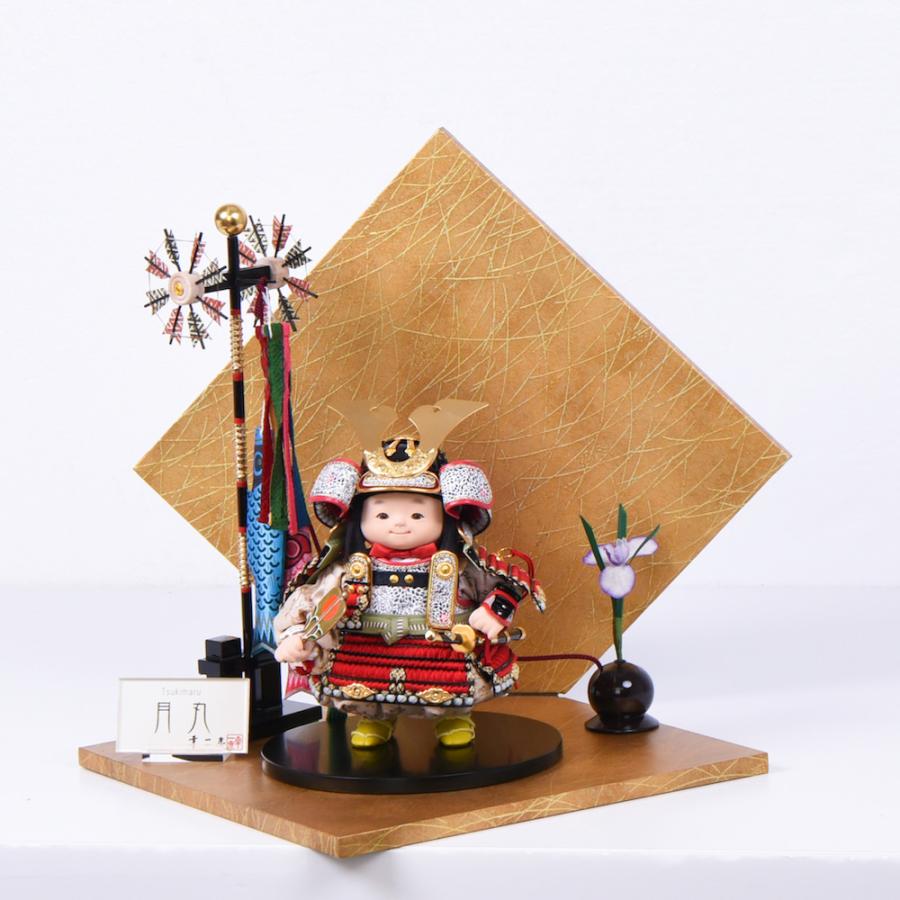 五月人形 鎧着大将 幸一光 月丸 折り畳み金台屏風 : 人形の館石倉