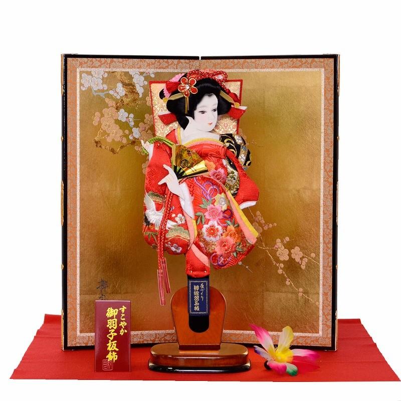 麗華13号 送料無料 鶴刺繍 手作り押絵 お祝い 出産祝い 出産記念品 羽子板飾り 正月飾り 屏風セット 送料無料