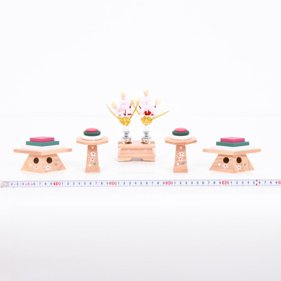 雛人形 お道具単品 前飾り 白木 菱高三宝揃 蒔絵付（桜） 25号