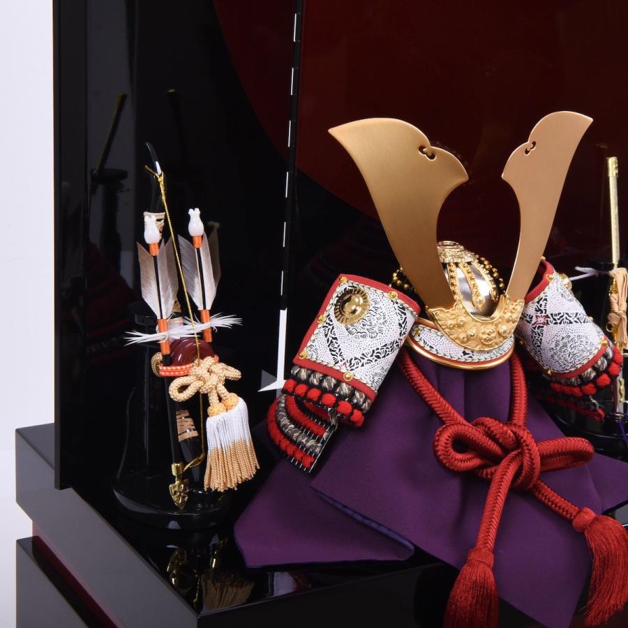 五月人形 コンパクト おしゃれ 収納 兜飾り 小型 10号 赤糸威 兜飾り モダン 黒紅収納台 モダン_8