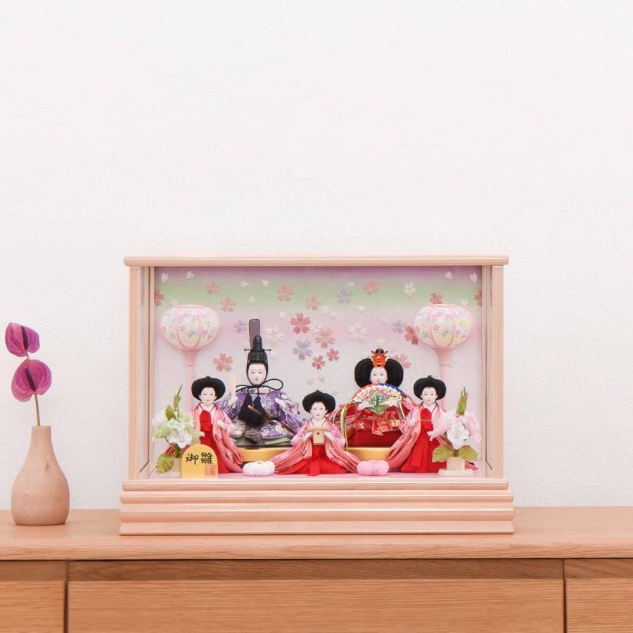 ひな人形 コンパクト ケース 五人飾り 白木 ナチュラル : 人形の館石倉