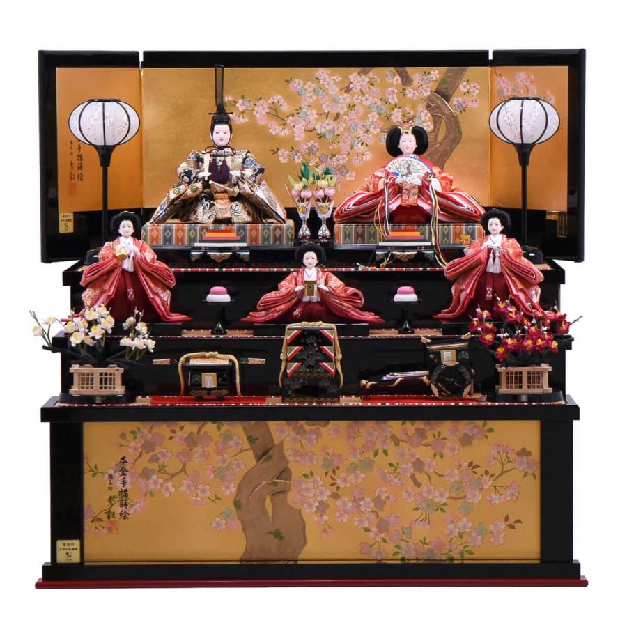 ひな人形 三五 五人飾り 収納三段飾り 西陣金襴 送料無料 : 人形の館