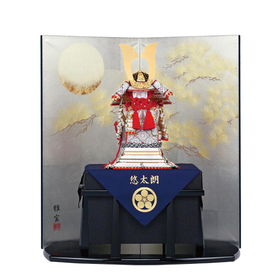 五月人形 奉納鎧飾り 10号 白糸威之鎧 造形甲冑力石