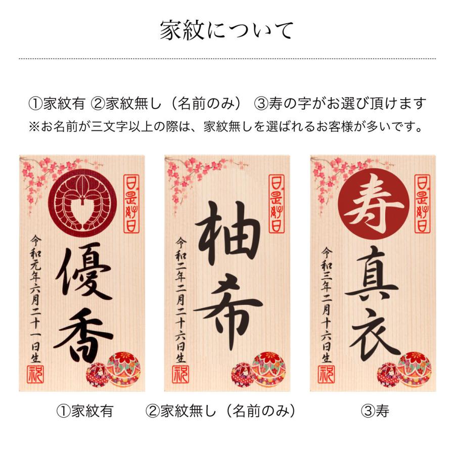 雛人形 ひな祭り 初節句 オルゴール付き立札 木札 立札 家紋・名前