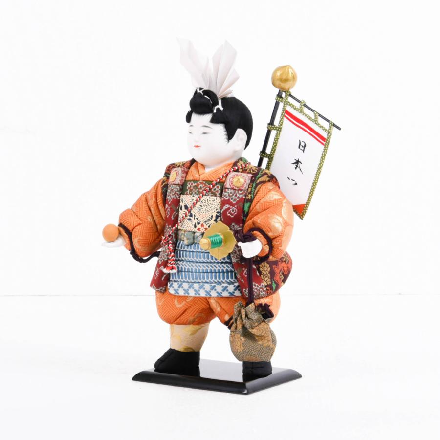 五月人形 木目込人形 桃太郎と家来 原孝洲 絹しけ屏風 : 人形の館石倉