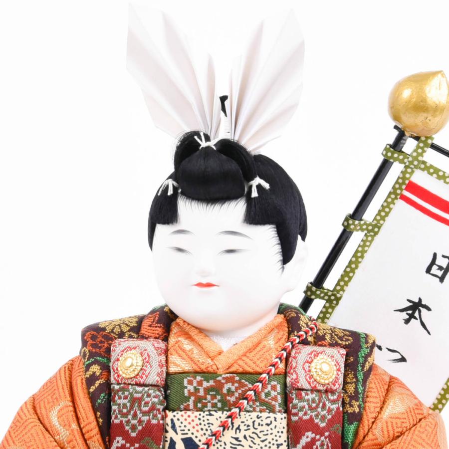 五月人形 木目込人形 桃太郎と家来 原孝洲 絹しけ屏風 : 人形の館石倉