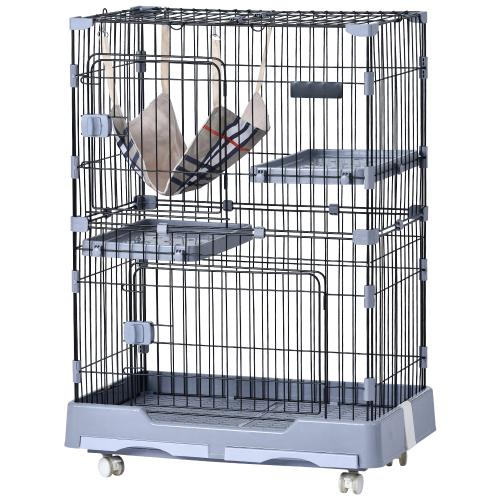 猫 ケージ キャットケージ ペットケージ キャスター付 猫ゲージ 大型 多頭飼い ネコドア キャットハウス 1段2段可能 留守番 保護 脱走防止 おしゃれ 