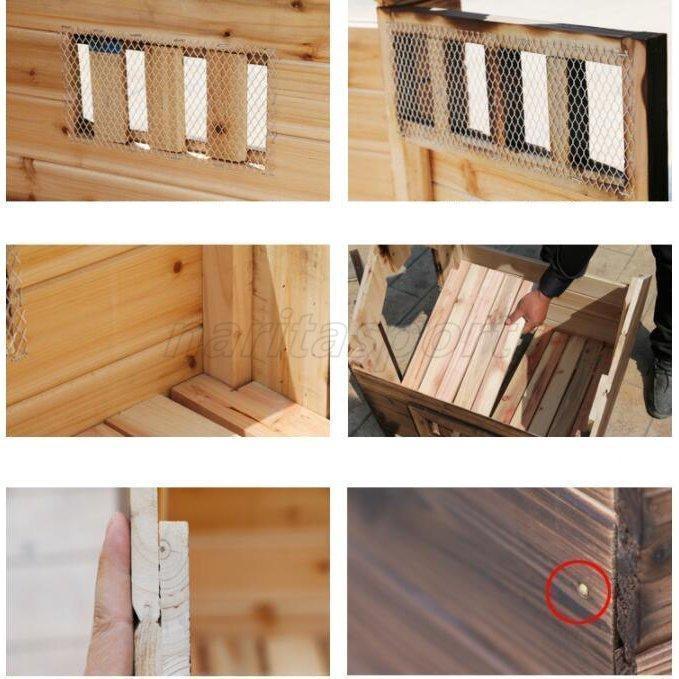 高評価続出！ 品質保証★外飼い屋外ハウス 天然木製 犬小屋 ペットハウス ドッグ 犬舎 三角屋根 脚付き 小型犬 中型犬 高床式設計 【H2026665580】(10334円)