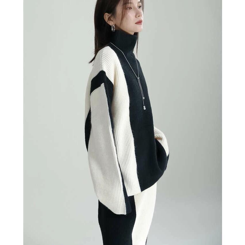 【希少品】 セットアップ レディース 秋冬 ニット ニットセーター ハイネック スカート ロングスカート きれいめ 通勤 長袖 ゆったり リブニット 厚手 タートルネック 【G1987245593】(10133円)