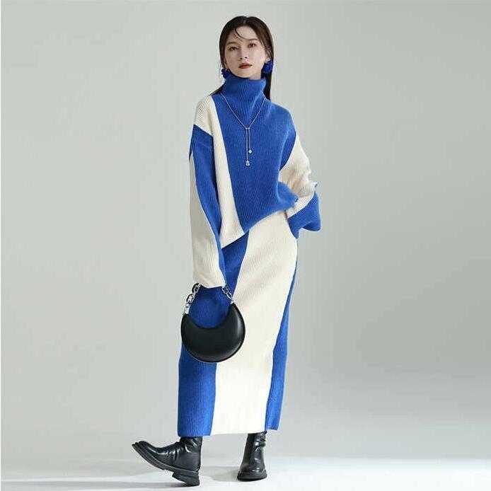 【希少品】 セットアップ レディース 秋冬 ニット ニットセーター ハイネック スカート ロングスカート きれいめ 通勤 長袖 ゆったり リブニット 厚手 タートルネック 【G1987245593】(10133円)