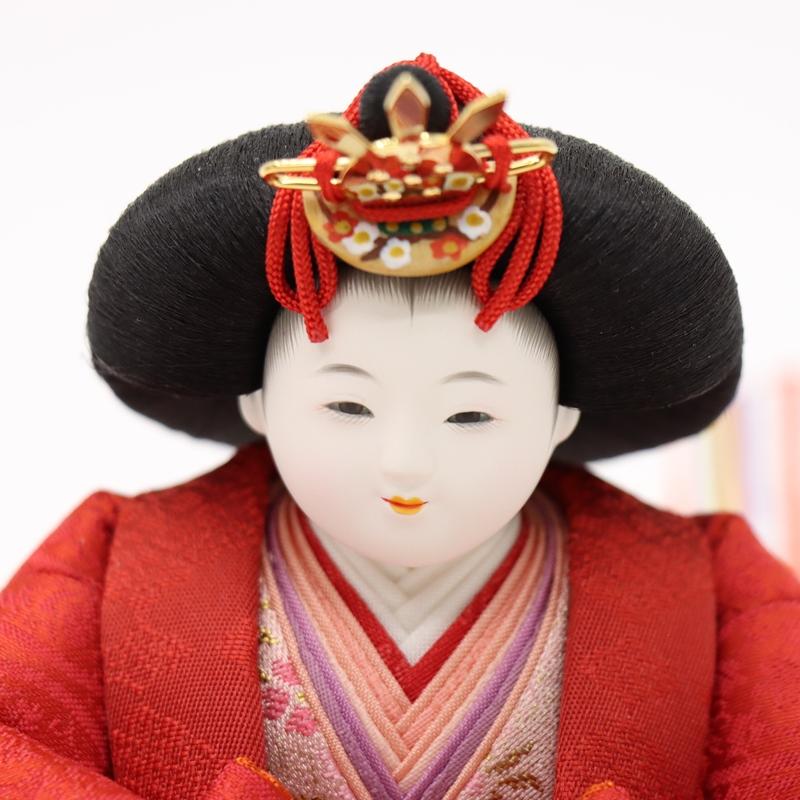 雛人形 おぼこ雛親王平飾 陽茉莉〜ひまり 松寿 三寸 2人 幅50cm 流水桜刺繍 金彩浪屏風 木目_10