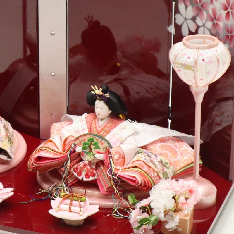 雛人形 親王平飾り 雛ごよみ 千匠 大三五 親王 桜刺繍 あかね色