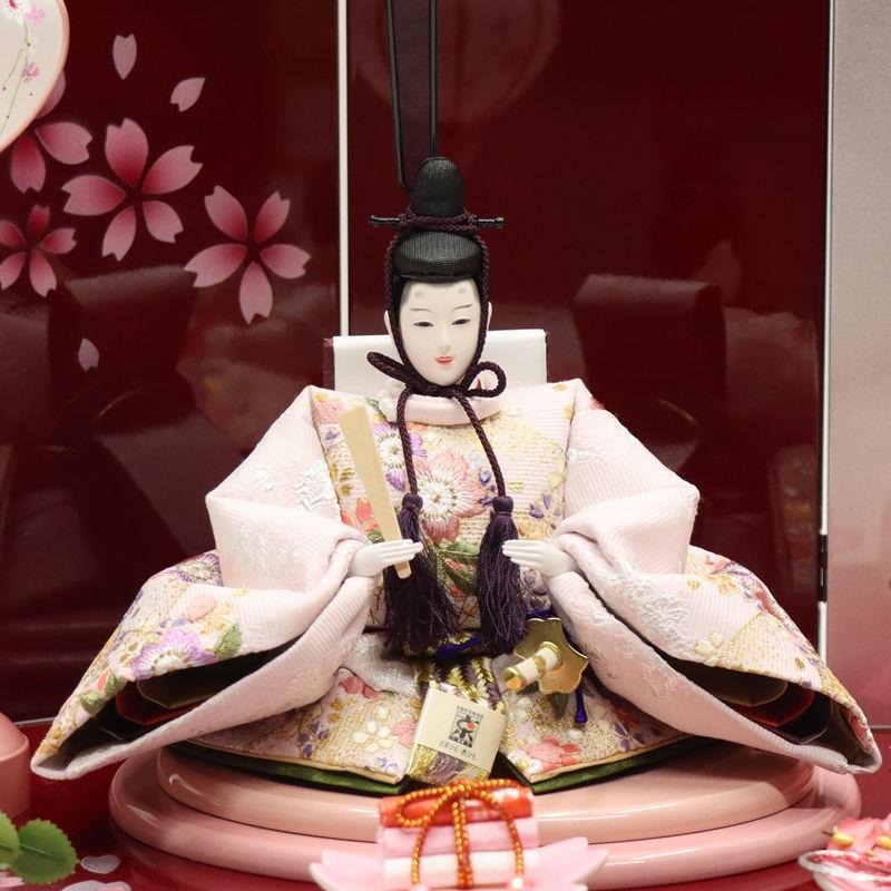 雛人形 親王平飾り 雛ごよみ 千匠 大三五 親王 桜刺繍 あかね色