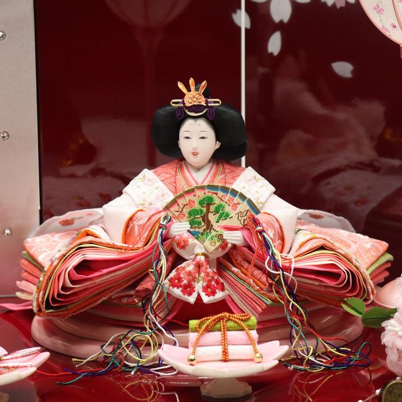 雛人形 親王平飾り 雛ごよみ 千匠 大三五 親王 桜刺繍 あかね色