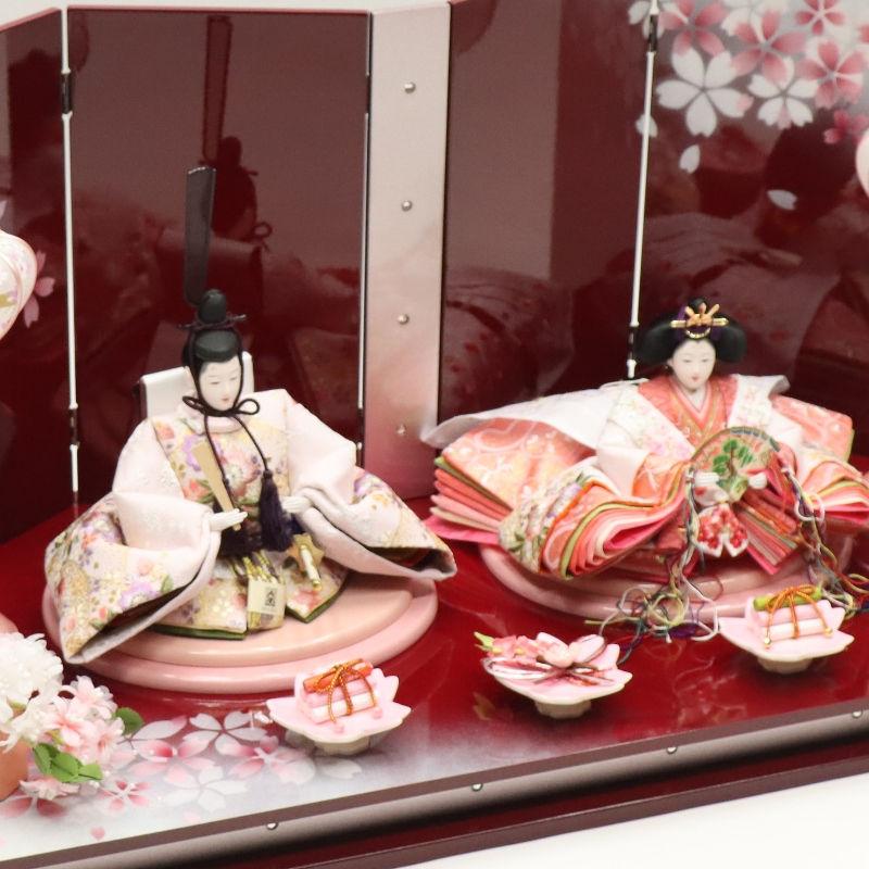 雛人形 親王平飾り 雛ごよみ 千匠 大三五 親王 桜刺繍 あかね色