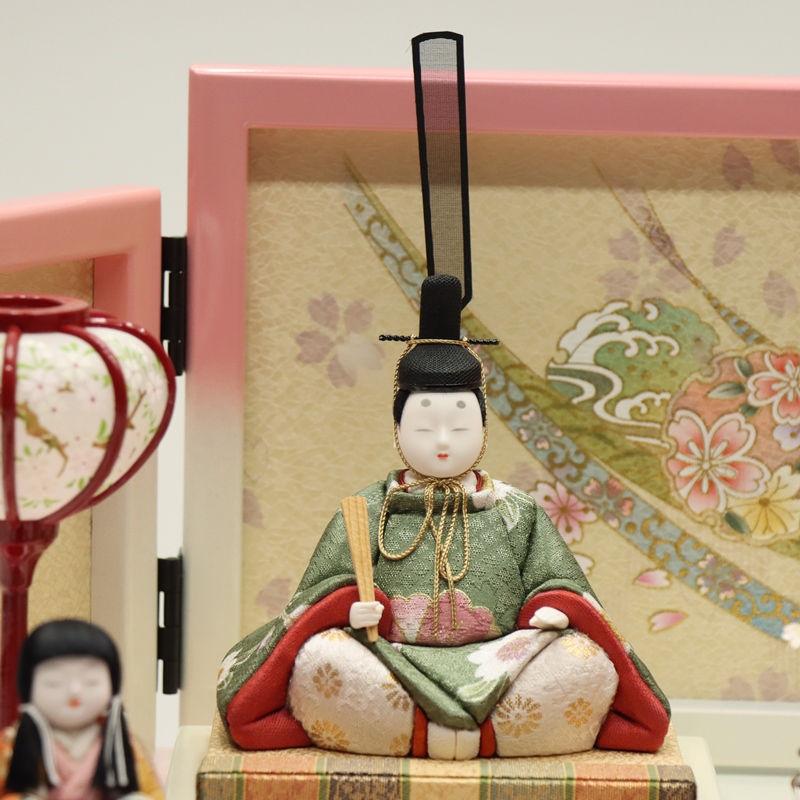 雛人形 木目込み雛 虹彩 柿沼東光 木目込十人 金彩雪輪桜ピンクぼかし