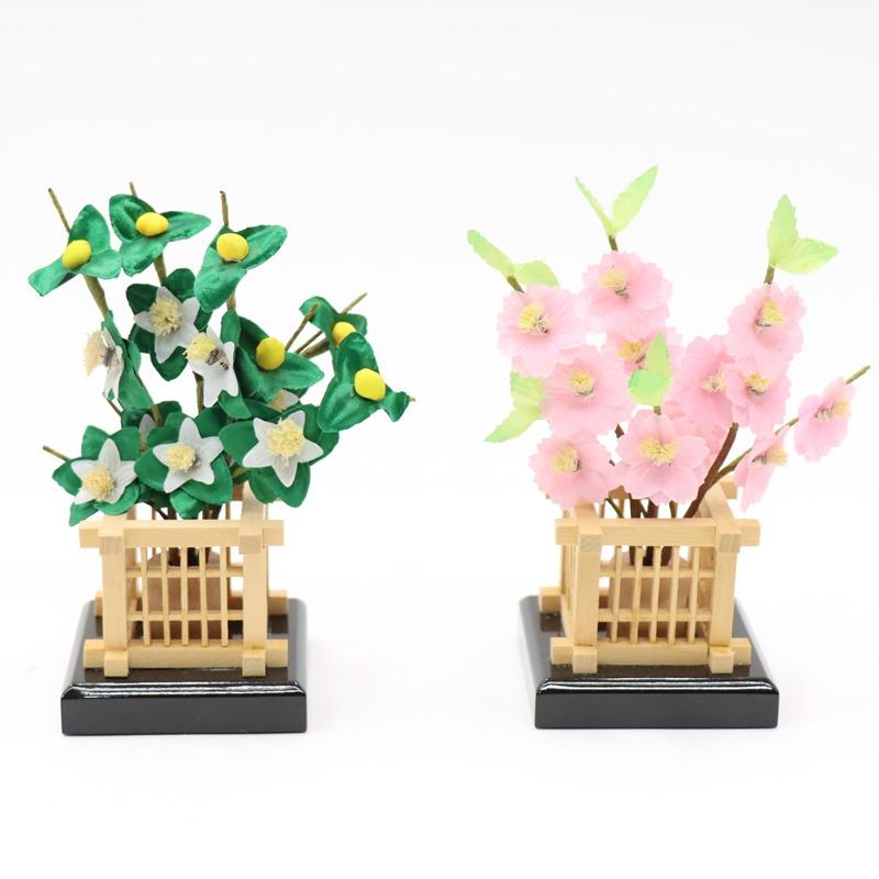 雛人形 親王平飾 舞雛 道翠 小三五 2人 幅65cm 桜刺繍 金彩源氏車屏風 木目調白