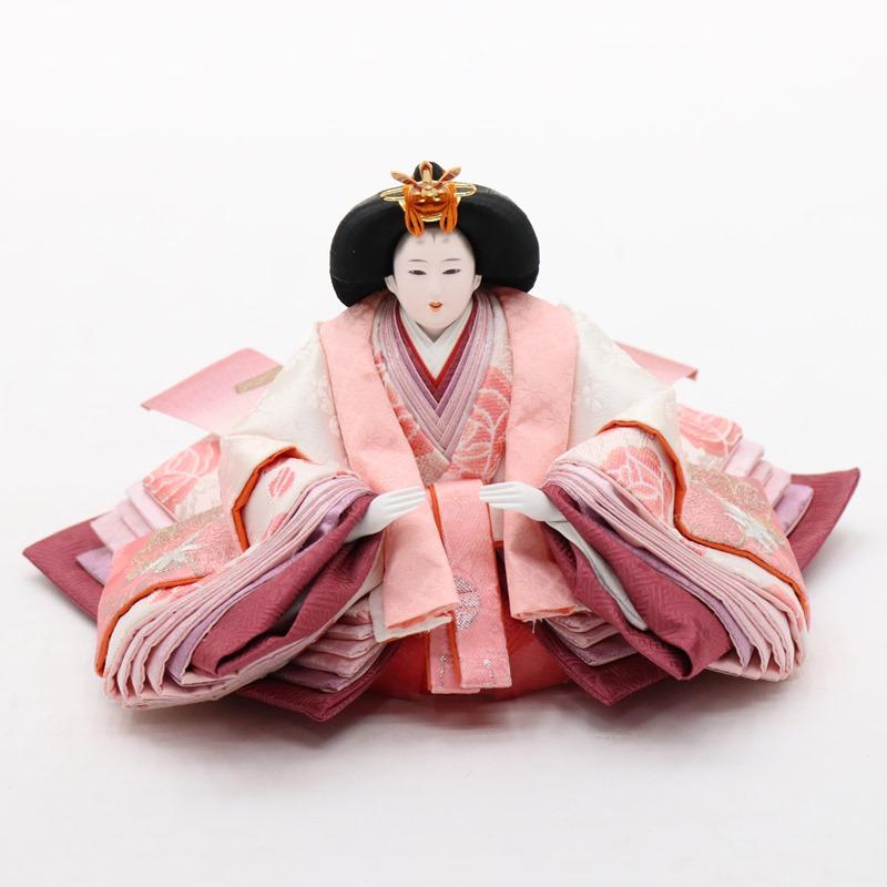 雛人形 親王平飾 舞雛 道翠 小三五 2人 幅65cm 桜刺繍 金彩源氏車屏風 木目調白