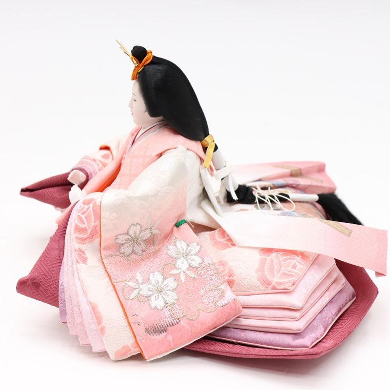 雛人形 親王平飾 舞雛 道翠 小三五 2人 幅65cm 桜刺繍 金彩源氏車屏風 木目調白