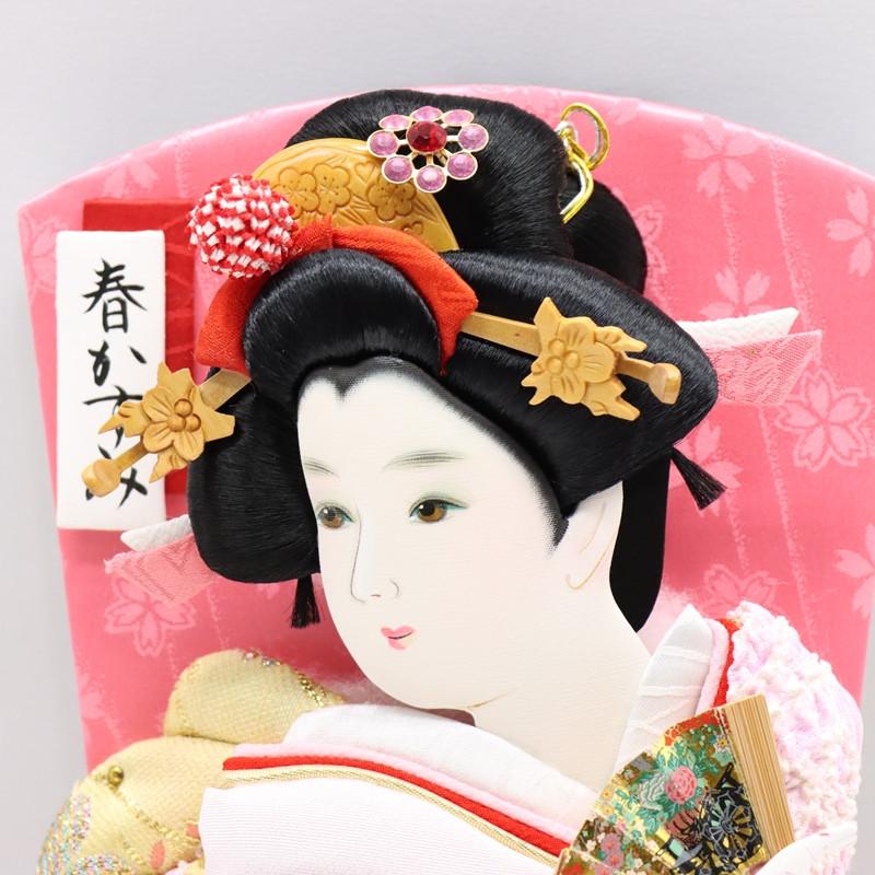 羽子板 ケース飾り 風飛 13号サイズ 高さ55cm 絞り/刺しゅう 六角ケース 赤塗りの画像
