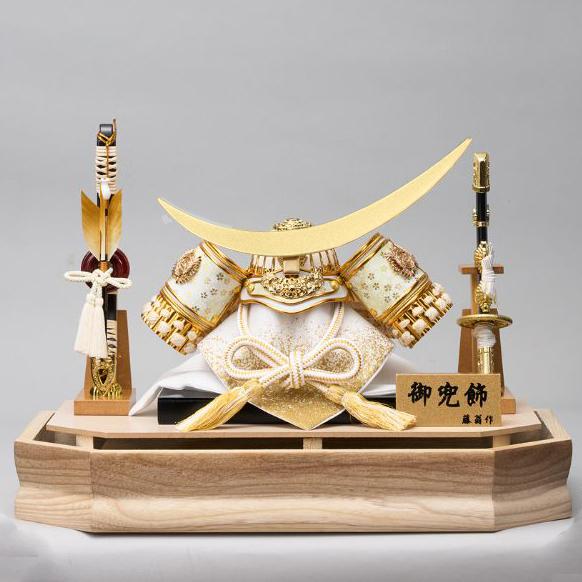 五月人形 ケース飾り兜 山科 伊達政宗の兜 幅42cm 六角パノラマアクリルケース WO金ぼかし