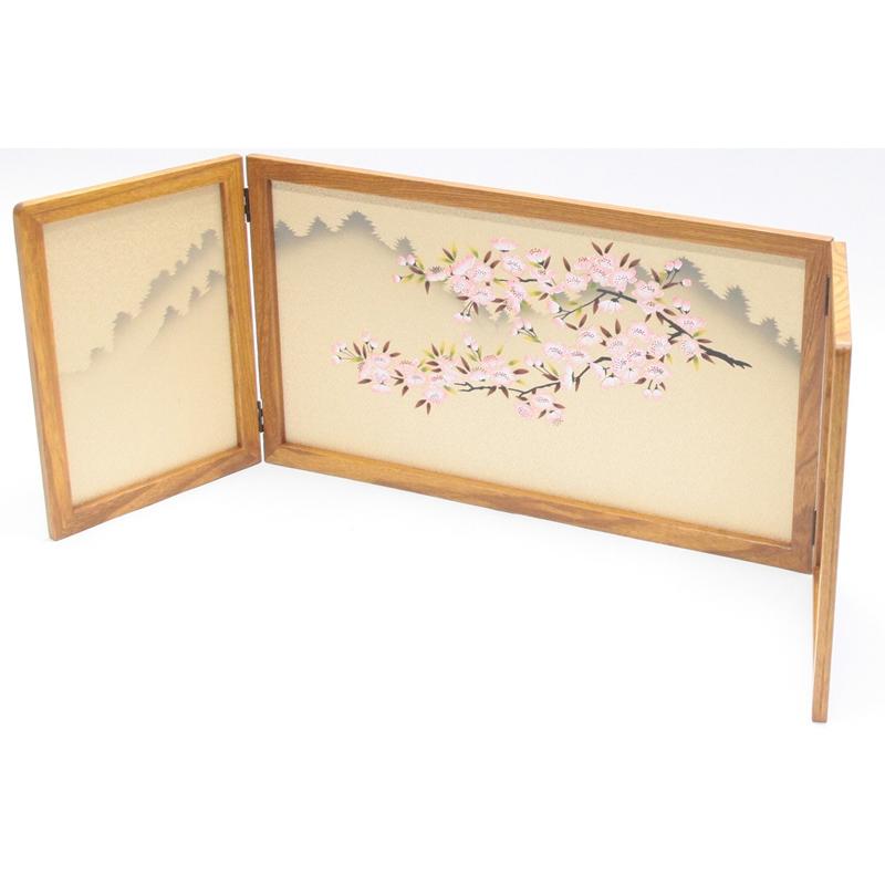 アウトレット品 雛人形屏風単品 12号華屏風 ケヤキ木目友禅桜倫光G