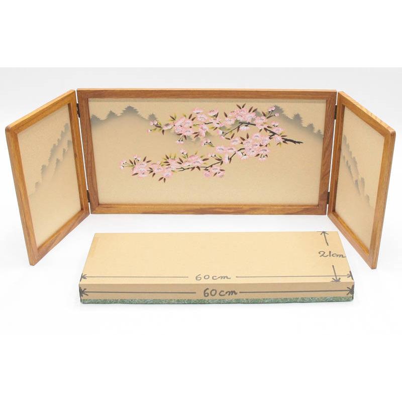 アウトレット品 雛人形屏風単品 12号華屏風 ケヤキ木目友禅桜倫光G