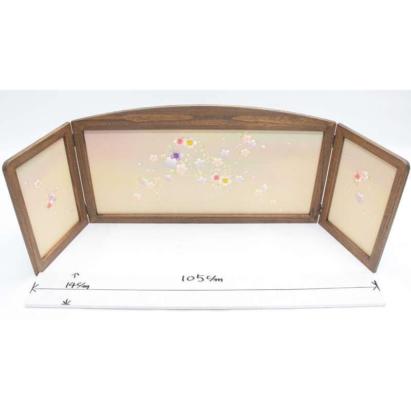 アウトレット品 雛人形屏風単品 15号三月屏風 古代 まどか刺繍金彩花丸