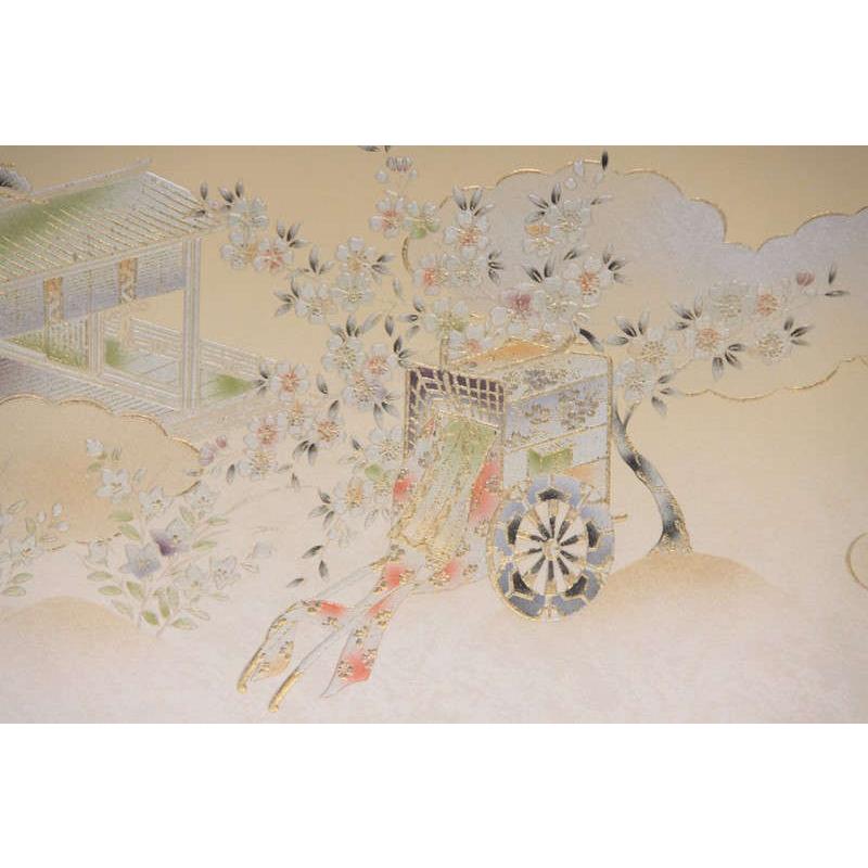 アウトレット品 雛人形屏風単品 13号三月屏風 桂 金彩御所桜飛翔柄