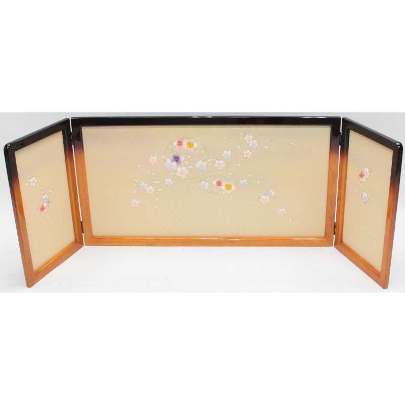アウトレット品 雛人形屏風単品 15号三月屏風 古代 まどか刺繍金彩花丸（