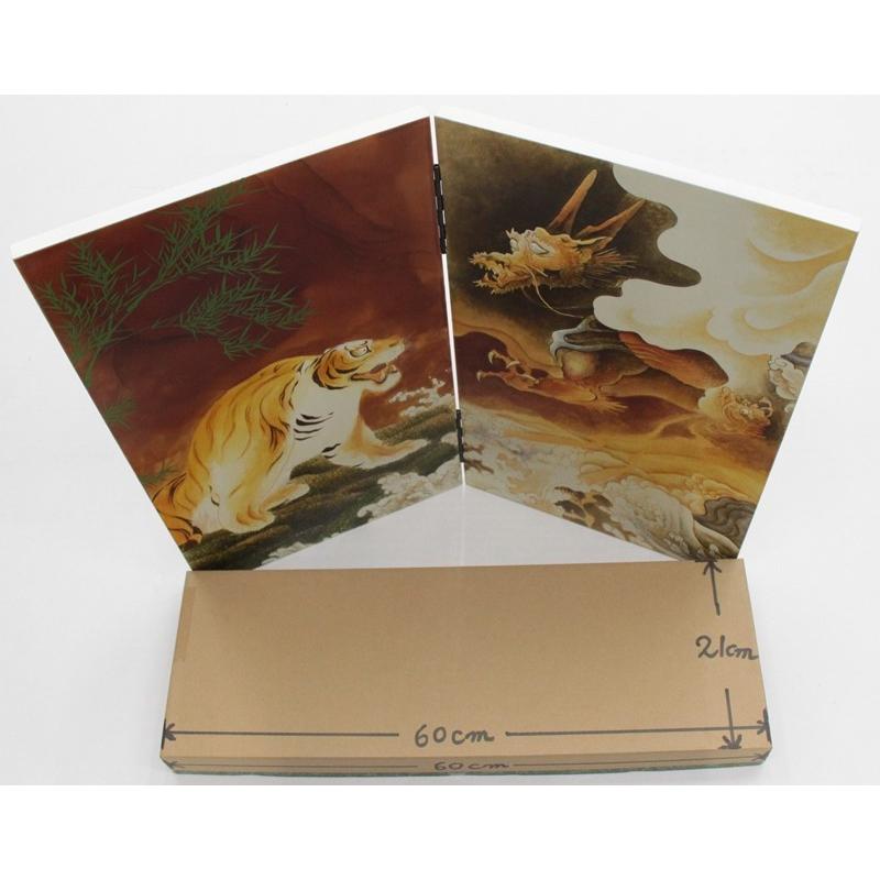 アウトレット品 五月人形屏風単品 18号五月二曲屏風 勇気 手描盛上龍虎 21ya1644 D-74sbの画像