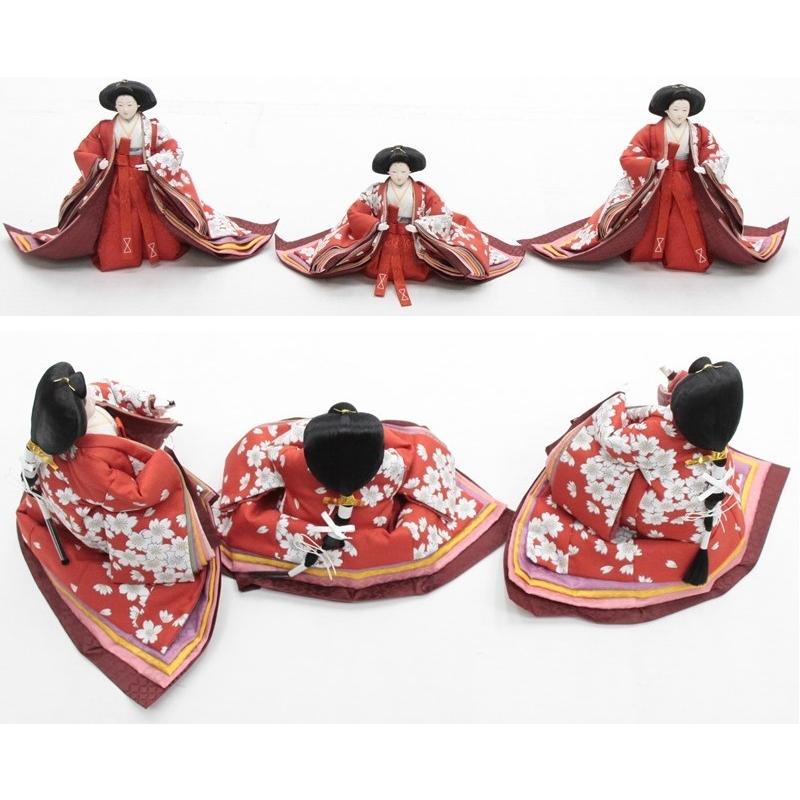 雛人形　三人官女　赤 アウトレット品 雛人形三人官女単体 人形のみ 七寸官女 飾り幅120