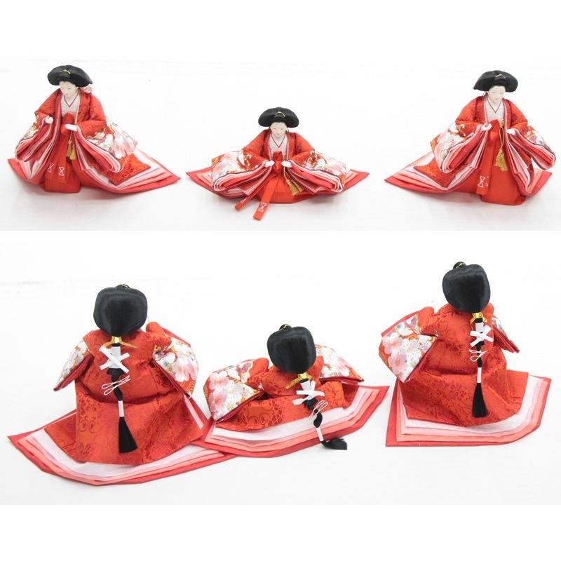雛人形 三人官女 赤地に宝づくし柄 【公式通販】
